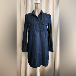New/ Washed denim cotton shift shirt dress